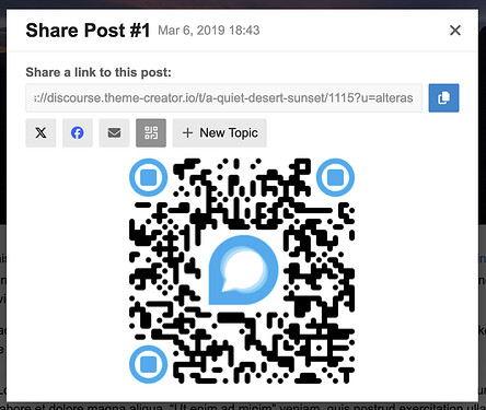 Modal de compartilhamento com QR Code gerado