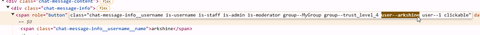 The image shows HTML code for a chat window selection interface in Slack with classes for user display and button styling. (Captioned by AI)