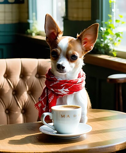 A Chihuahua enjoying espresso 411x500, 30%