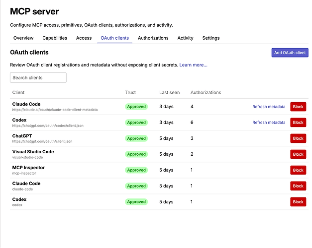 1c oauth clients