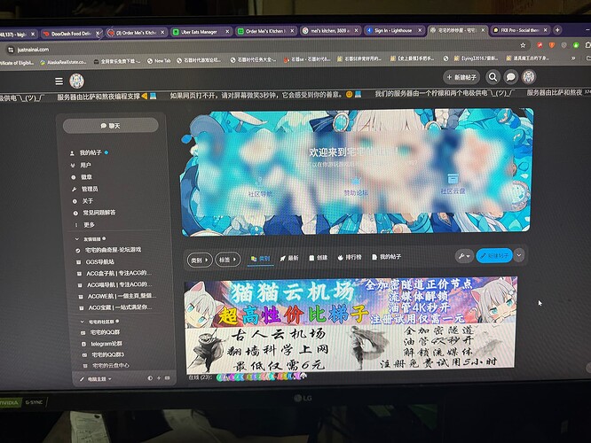 Der Bildschirm zeigt eine Webseite mit verschiedenen geöffneten Tabs, einem stilisierten Banner mit blau getönten Anime-Charakteren und zusätzlichem Text auf Chinesisch. (Von KI generierter Titel)