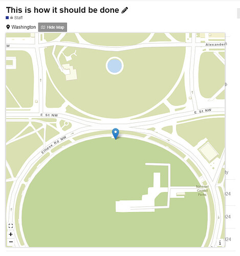 Dieses Bild zeigt eine Karte von Washington, D.C., mit einem blauen Marker, der einen Personalstandort im National Mall-Bereich anzeigt, umgeben von Straßen und Sehenswürdigkeiten wie der National Gallery of Art und dem Tidal Basin. (Beschriftet von KI)