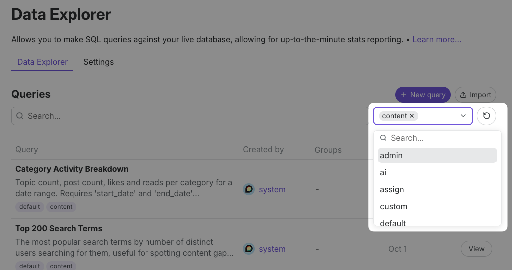 Organize Data Explorer queries with tags
