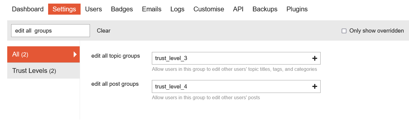 edit all X groups