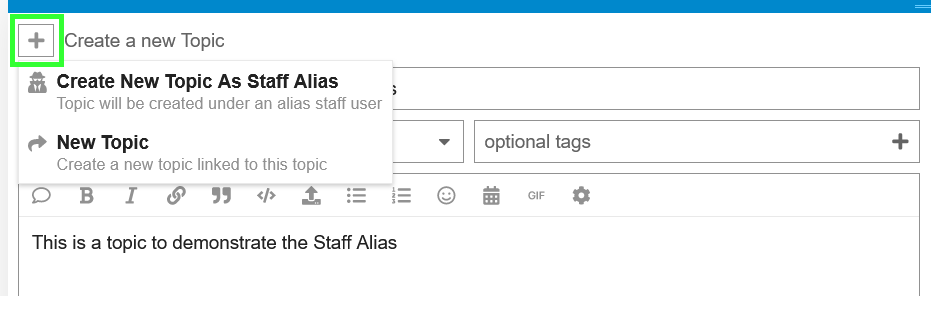 create new staff alias topic