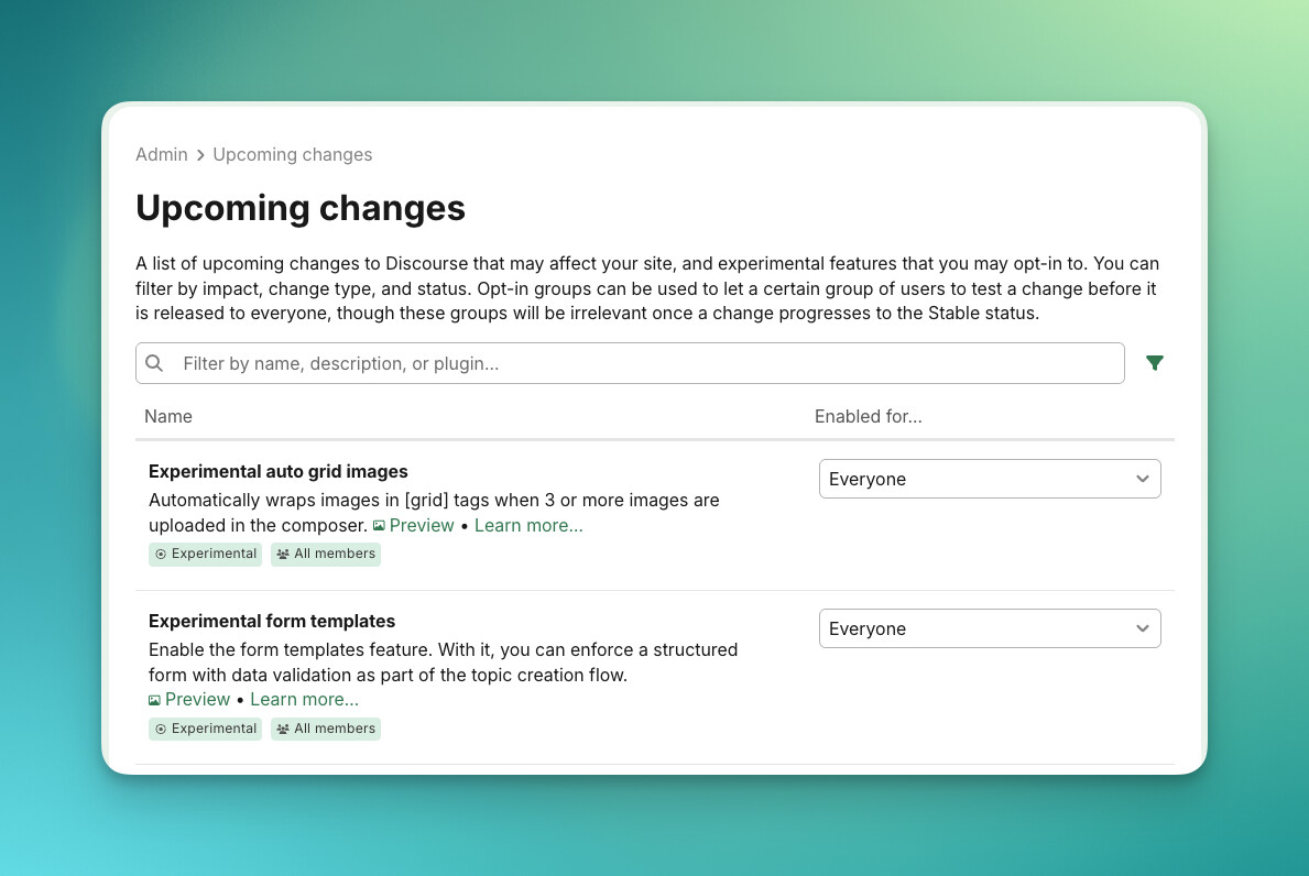 Stay informed about new features with Upcoming Changes