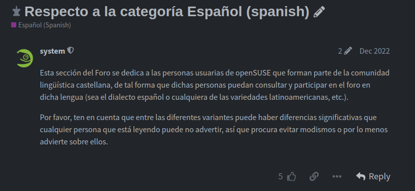 Une section de forum discute de questions de langue espagnole pour la communauté openSUSE. (Légendé par l'IA)