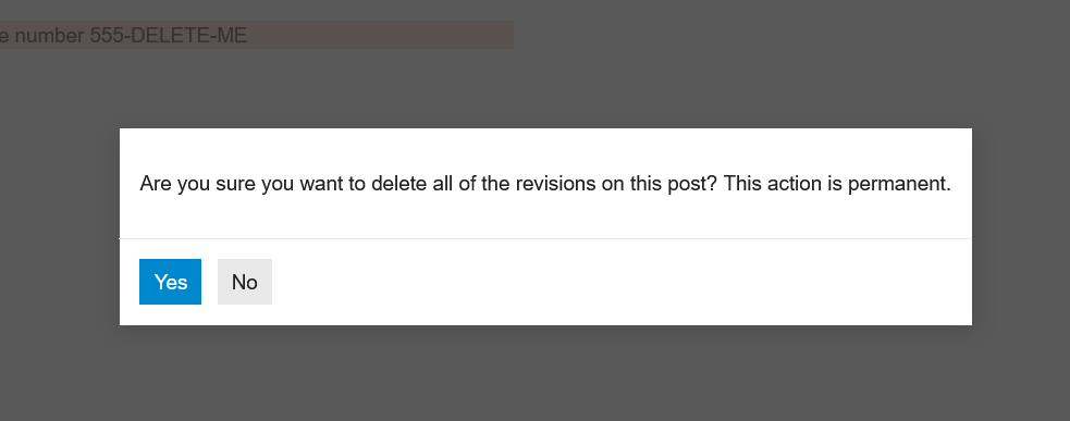 delete revisions - confirm