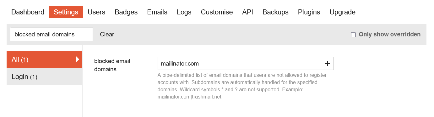 blockierte E-Mail-Domains