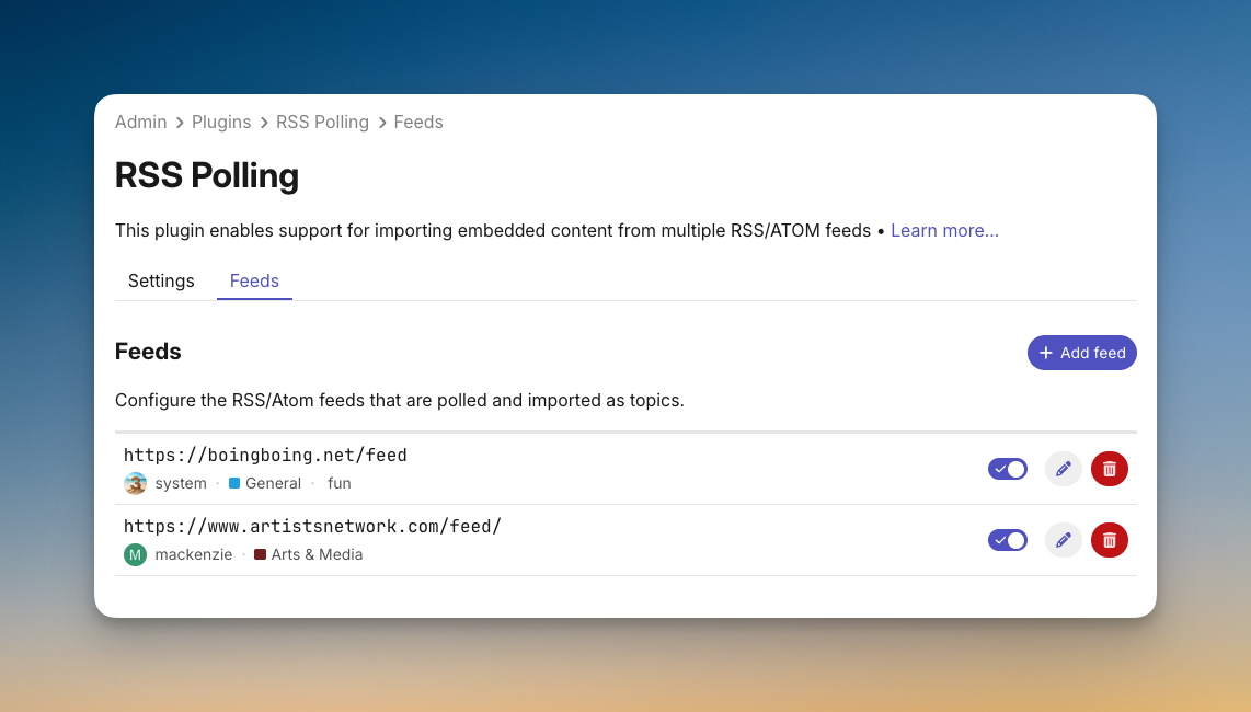 Improvements to RSS Polling plugin