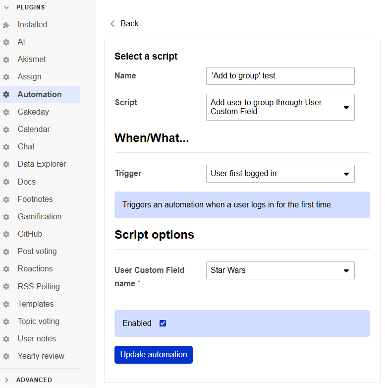 create automation