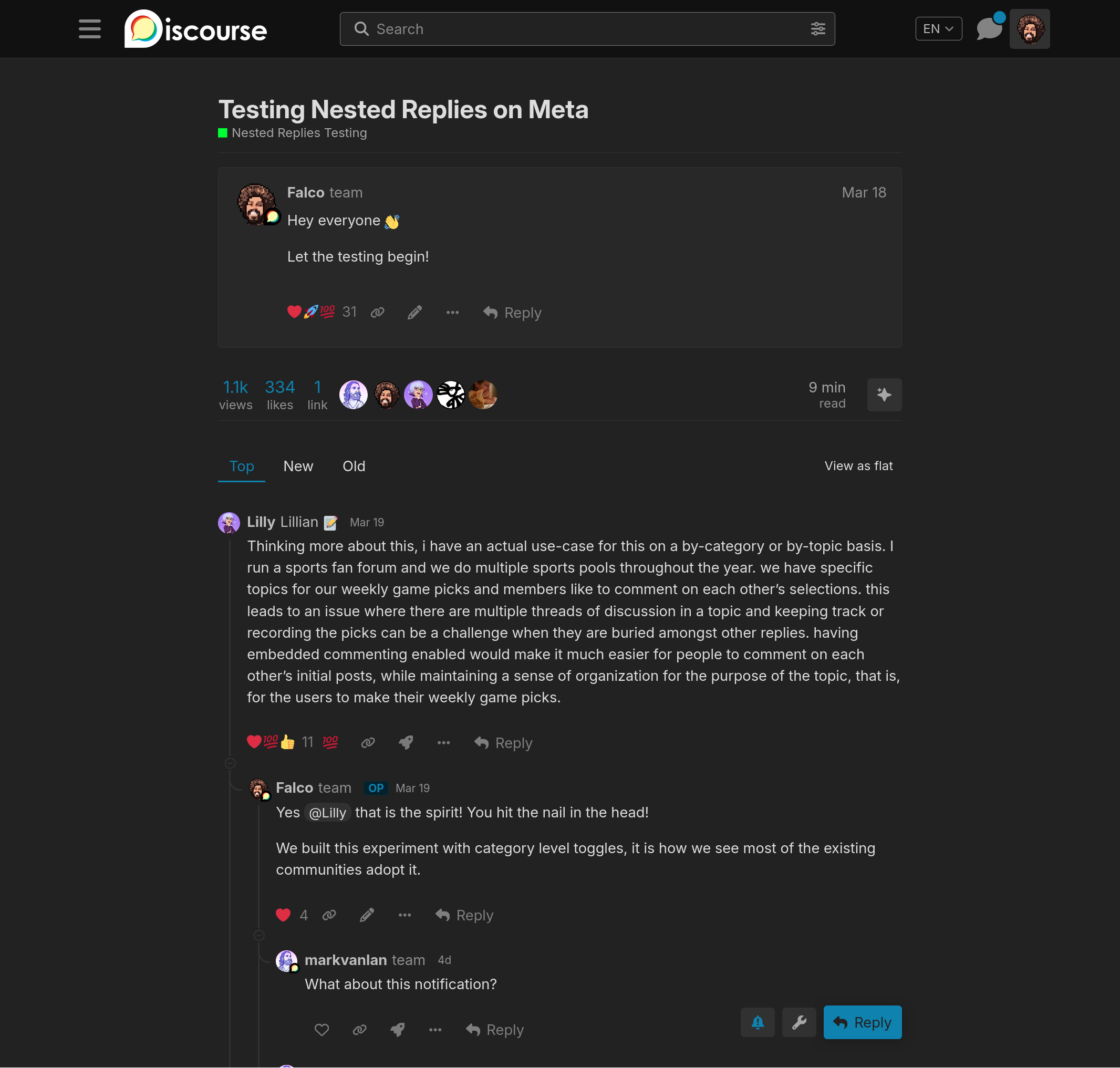 Introducing nested replies