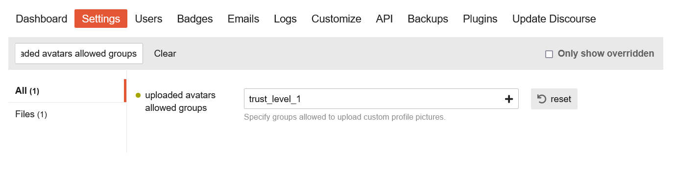 uploaded avatars allowed groups