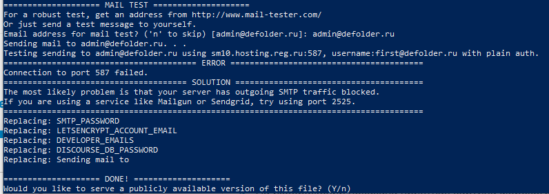 Il diagramma mostra la diagnosi dell'invio di un'e-mail a Remail con un errore di connessione alla porta 587 e suggerisce di utilizzare la porta 2525, che viene presentata come soluzione per smtpl-hosting.me. AMLspce. (Didascalia dell'immagine di AI)