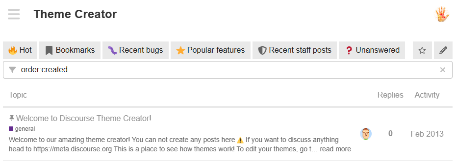 Einige Filter-Buttons über dem Themenfilter