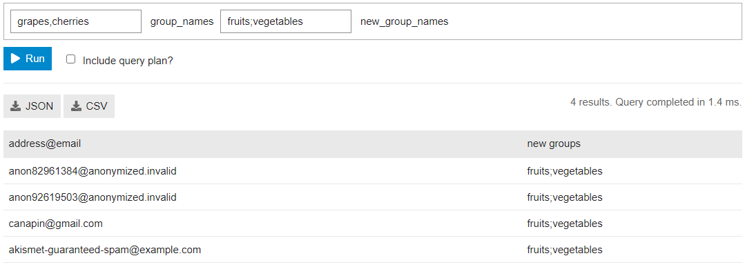 Seleção de múltiplos grupos