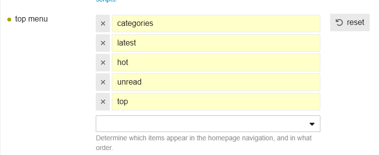 Die Abbildung zeigt eine Tabelle mit vier Zeilen, die jeweils eine Checkbox und ein Textfeld enthalten. Die Textfelder sind in der ersten Zeile mit „Latest“ (Neueste), in der zweiten Zeile mit „Hot“ (Beliebte), in der dritten Zeile mit „Underread“ (Ungelesene) und in der vierten Zeile mit „Top“ (Top) gefüllt. Die Tabelle ist vor einem hellblauen Hintergrund dargestellt. (Beschriftet von KI)