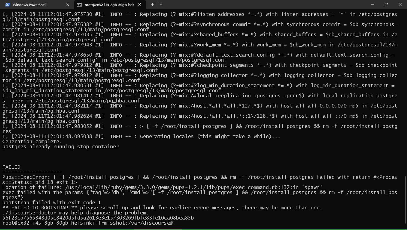 The image displays a computer screen with a terminal showing the output of a command, which seems to be related to software development, specifically working with a database or a server. The terminal output includes text that appears to be from a command-line interface, possibly from a software package like PostgreSQL or a configuration file. The text has various lines of code or commands, with some lines highlighted, indicating the importance of those lines. The content of the terminal output includes commands such as "CREATE TABLE," "INSERT INTO," and "SELECT," which are commonly used in SQL for creating, modifying, and querying database tables. The image captures the essence of a developer's workspace, where they might be working on a database setup or a script that interacts with a database. (Captioned by AI)