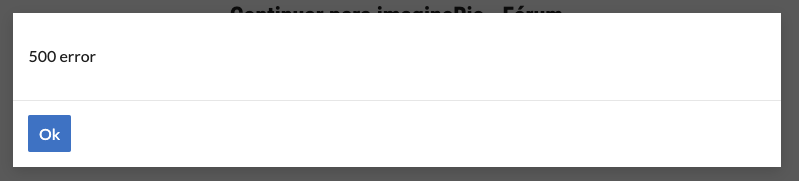 L'image est une notification affichant une "erreur 500" avec un bouton "Ok" en dessous. (Légendé par l'IA)