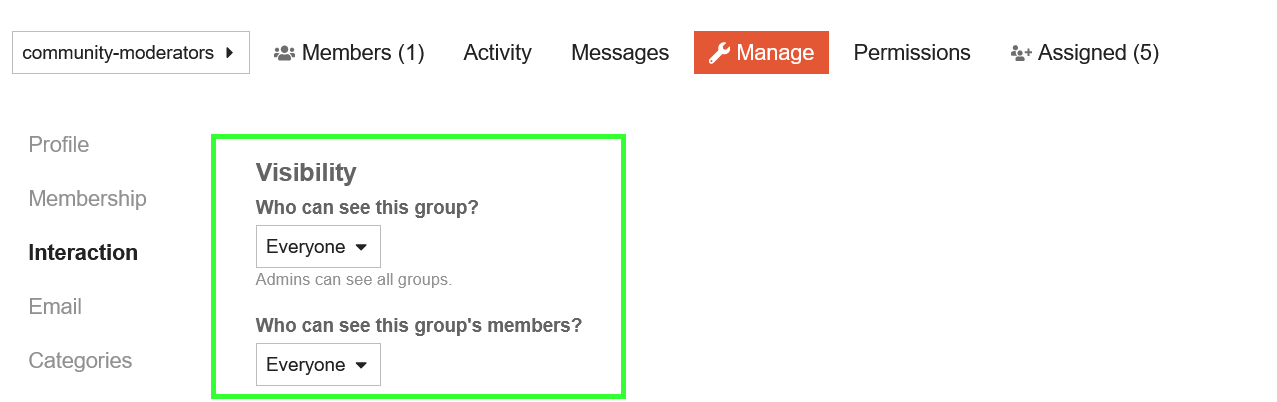 group visibility