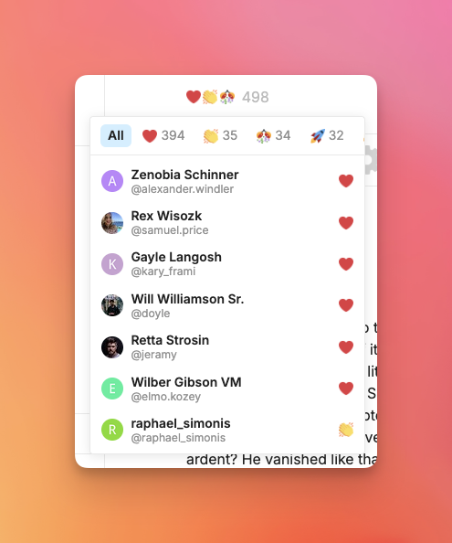 View all likes and reactions on a post