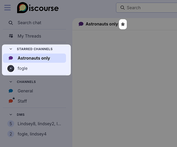 Star your favorite chat channels for easy access