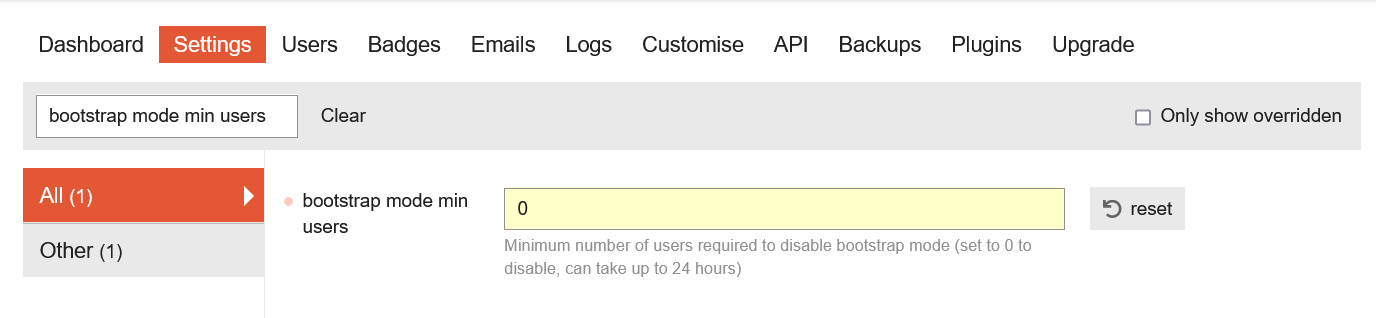 bootstrap mode min users