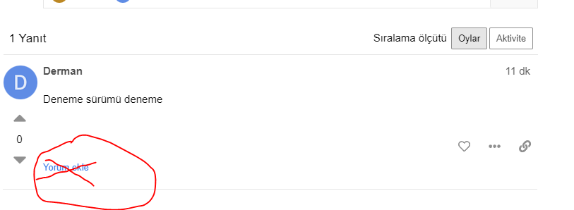 L'immagine mostra un'interfaccia di commenti di YouTube in cui un utente di nome "Derman" ha lasciato un breve commento dicendo "Deneme surumu deneme" (che in turco significa "Prova prova"), e il commento ha ricevuto 11 "non mi piace" da altri utenti. (Sottotitolato dall'IA)